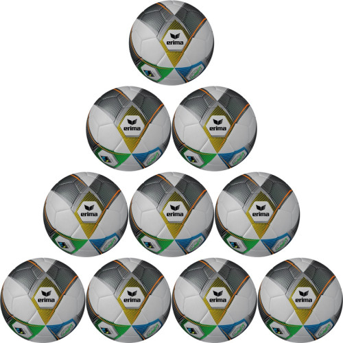 10er Ballpaket / Ballset Erima Fußball Hybrid Eco Fairtrade silver/navy Gr. 5