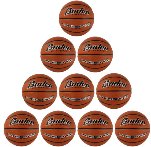 10er Ballpaket Baden Basketball Crossover Indoor/Outdoor orange Gr. 5, 6, 7