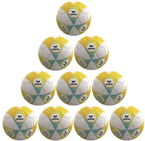 10er Ballpaket / Ballset Erima Fußball Hybrid Lite 350g yellow/curacao Gr. 4