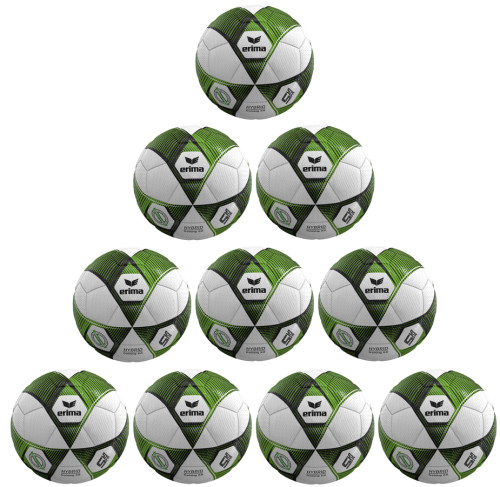 10er Ballpaket / Ballset Erima Fußball Hybrid Training 2.0 black/green gecko Gr. 5