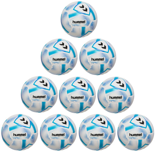 10er Ballpaket / Ballset Hummel Fußball hmlAEROFLY Light 290g weiß/blau Gr. 5 10er Ballpaket