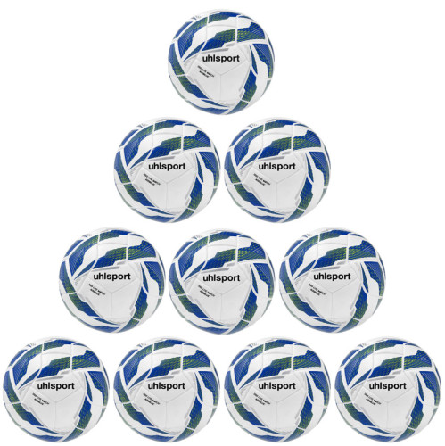 10er Ballpaket / Ballset Uhlsport Fußball 350 Lite Match Addglue weiß/royal/fluo gelb V26 Gr. 4, 5
