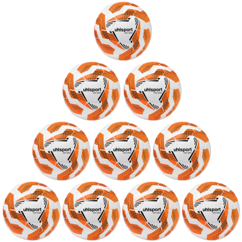 10er Ballpaket / Ballset Uhlsport Fußball Resist Addglue Kunstrasen weiß/fluo orange/schwarz Gr. 4, 5
