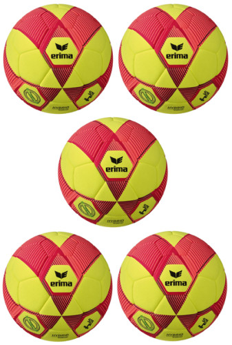 5er Ballpaket Erima Hallenfußball Hybrid Indoor gelb/rot Gr. 4