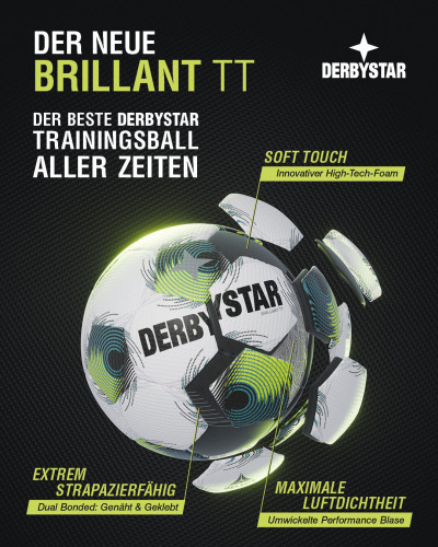 Preview: DERBYSTAR Fußball Brillant TT v26 weiß/grün/gelb Gr. 5 10er Paket Bulletpoints