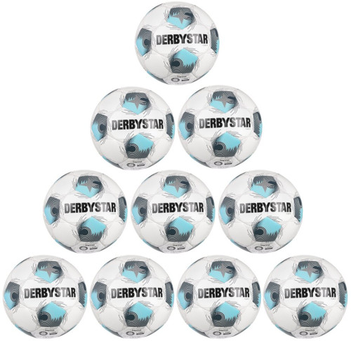 10er Ballpaket / Ballset DERBYSTAR Fußball Club TT v26 weiß/grau/blau Gr. 4, 5
