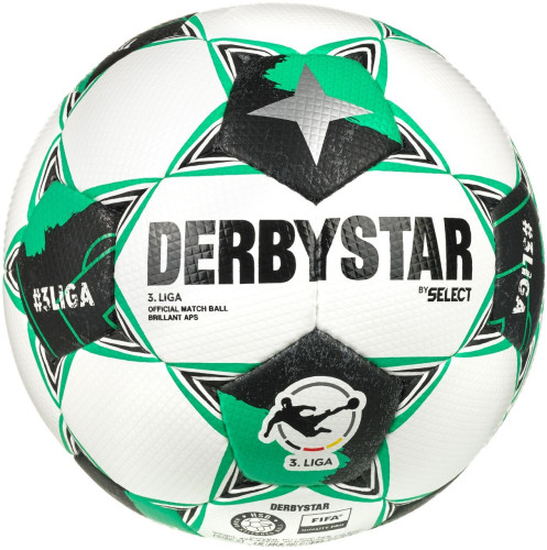 DERBYSTAR Fußball BRILLANT APS 3. Liga Spielball 2026/27 weiß/schwarz/grün Gr. 5