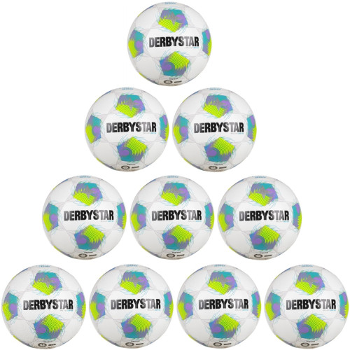 10er Ballpaket / Ballset DERBYSTAR Fußball Brillant Light 350g Trainingsball v26 weiß/grün/lila Gr. 4, 5