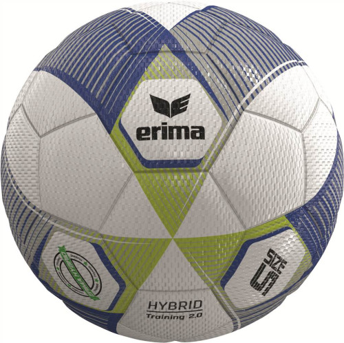 Preview: 10er Ballpaket / Ballset Erima Fußball Hybrid Training 2.0 metallic blue/silver/lime Gr. 5