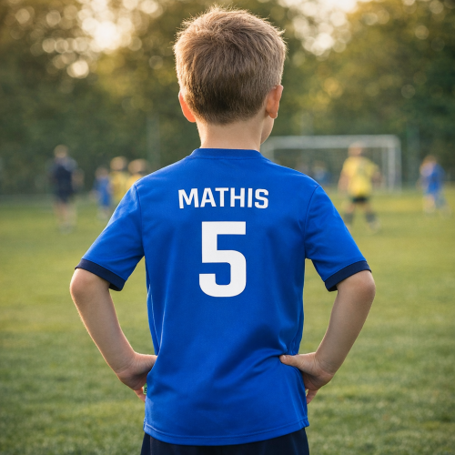 Geburtstagstrikot für Kinder mit Rückennummer + Name Gr. 116 - 164