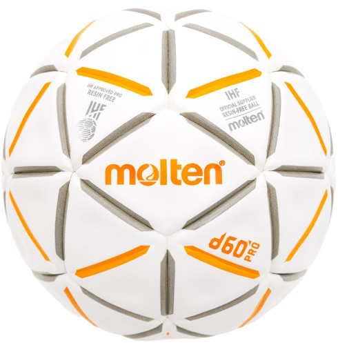 Molten Handball d60 PRO Top Wettspielball, Resin-Free Harzfrei weiß/orange Gr. 2, 3