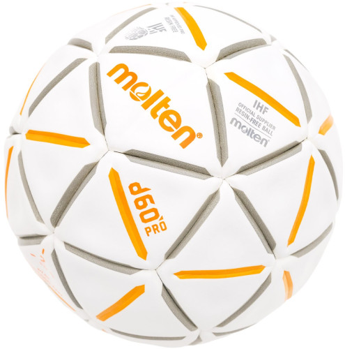 Preview: Molten Handball d60 PRO Top Wettspielball, Resin-Free Harzfrei weiß/orange Gr. 2, 3