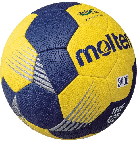 Molten Handball HF3400-YN IHF Trainingsball Harzfrei gelb/blau Seitenansicht