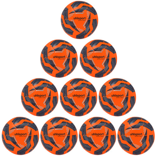 10er Ballpaket / Ballset Uhlsport Fußball 290 Ultra Lite Addglue fluo orange/marine/silber Gr. 3, 4, 5