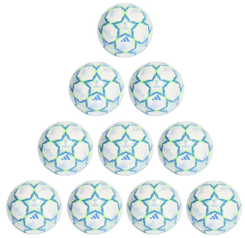 10er Ballpaket / Ballset Adidas Fußball UCL UEFA Champions League 26/27 Club white/blue/green Gr. 3, 4, 5
