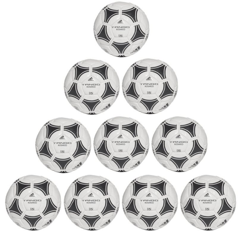 10er Ballpaket / Ballset Adidas Fußball Tango Rosario weiß/schwarz Gr. 3, 4, 5