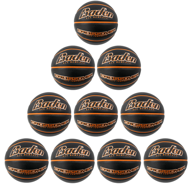 10er Ballpaket Baden Basketball Crossover Indoor/Outdoor schwarz/orange Gr. 5, 6, 7