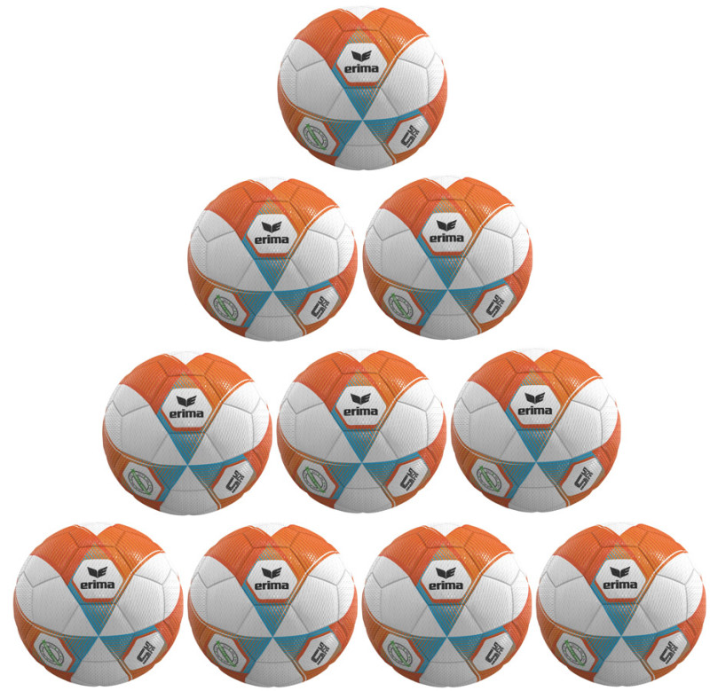 10er Ballpaket / Ballset Erima Fußball Hybrid Lite 350g neon orange/curacao Gr. 5