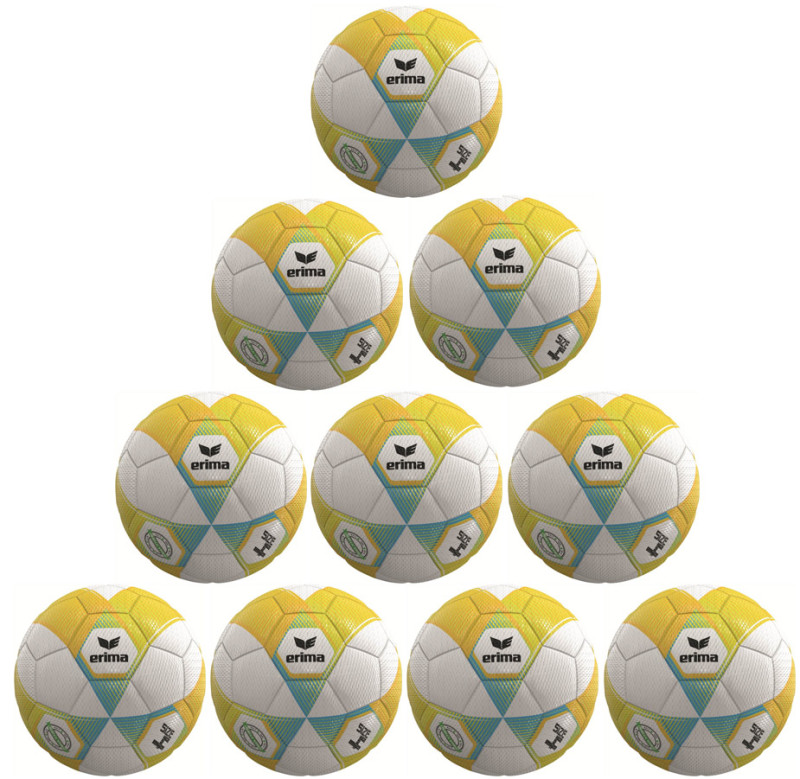 10er Ballpaket / Ballset Erima Fußball Hybrid Lite 350g yellow/curacao Gr. 4