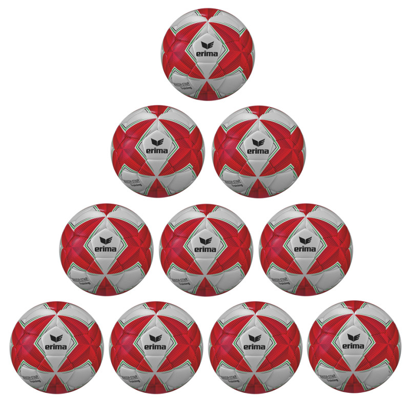 10er Ballpaket / Ballset Erima Fußball Senzor Star Kinder-Trainingsball rot Gr. 3