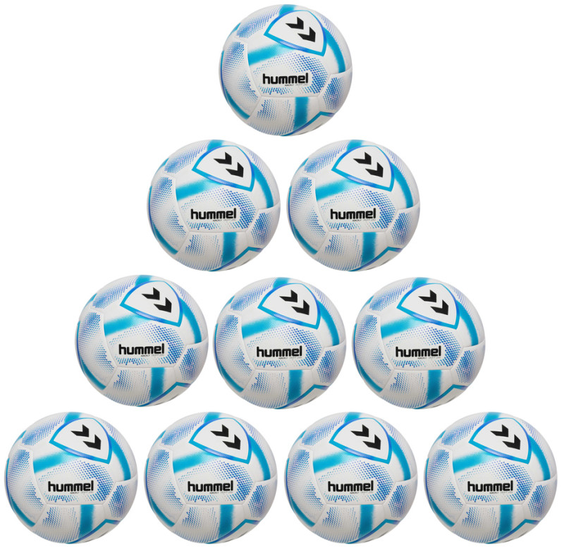 10er Ballpaket / Ballset Hummel Fußball hmlAEROFLY Light 290g weiß/blau Gr. 5 10er Ballpaket