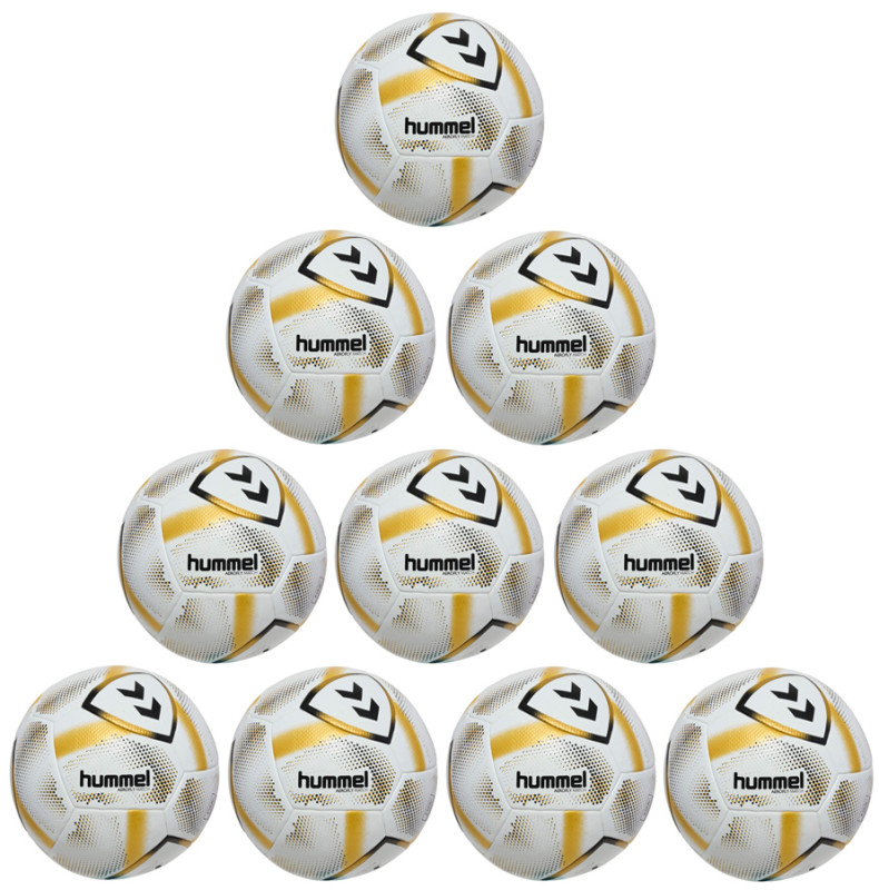 10er Ballpaket / Ballset Hummel Fußball hmlAEROFLY Match weiß/gold/schwarz Gr. 5