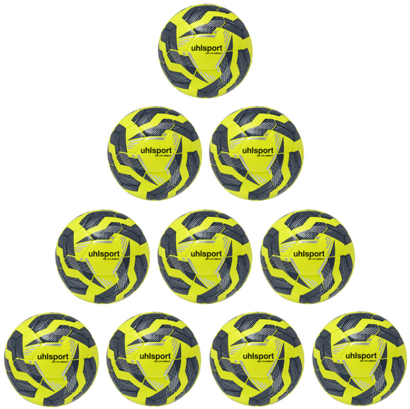 10er Ballpaket / Ballset Uhlsport Fußball 350 Lite Addglue fluo gelb/marine/silber V25 Gr. 4, 5