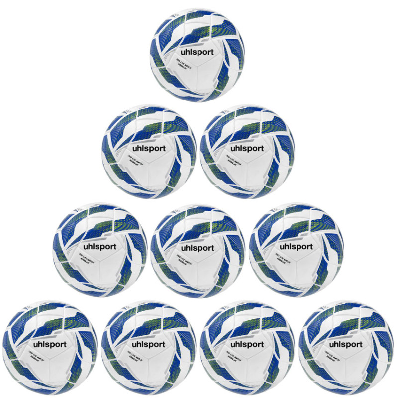 10er Ballpaket / Ballset Uhlsport Fußball 350 Lite Match Addglue weiß/royal/fluo gelb V26 Gr. 4, 5