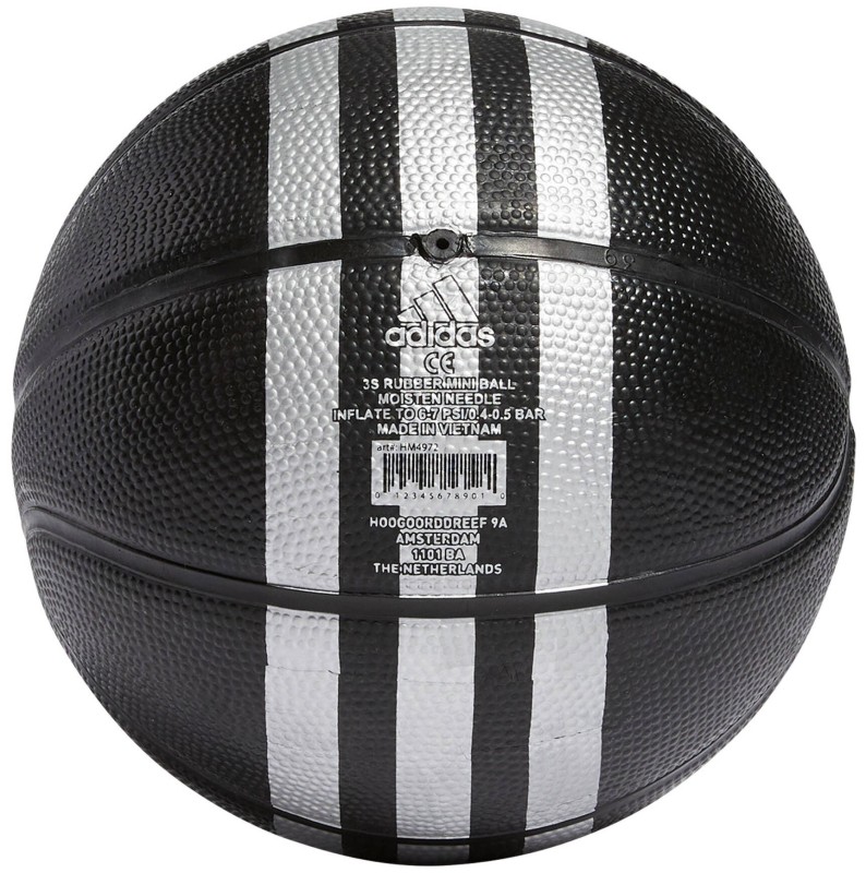 Adidas Basketball 3-Streifen Rubber schwarz/silber 3S Gr. 3 Rückseite neu