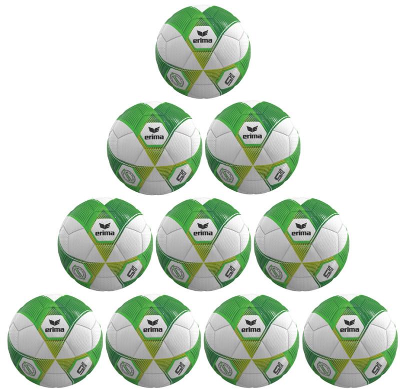 10er Ballpaket / Ballset Erima Fußball Hybrid Lite 290g green gecko/lime Gr. 5