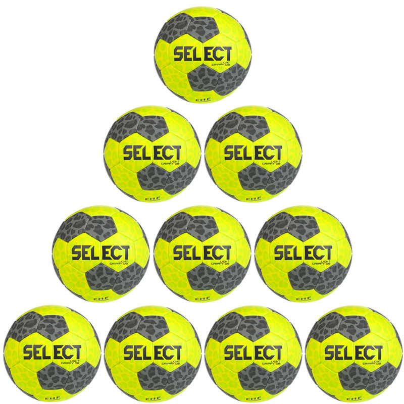 10er Ballpaket / Ballset SELECT Handball Light Grippy EHF DB v24 gelb/grau Gr. 1