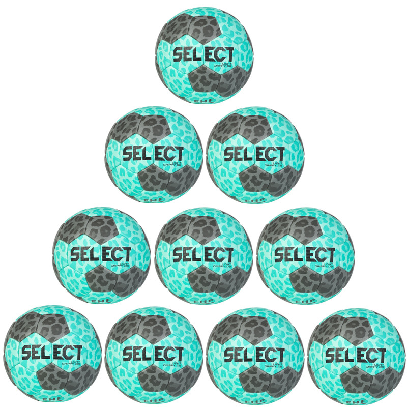 10er Ballpaket / Ballset SELECT Handball Light Grippy EHF DB v24 hellblau/grau Gr. 00