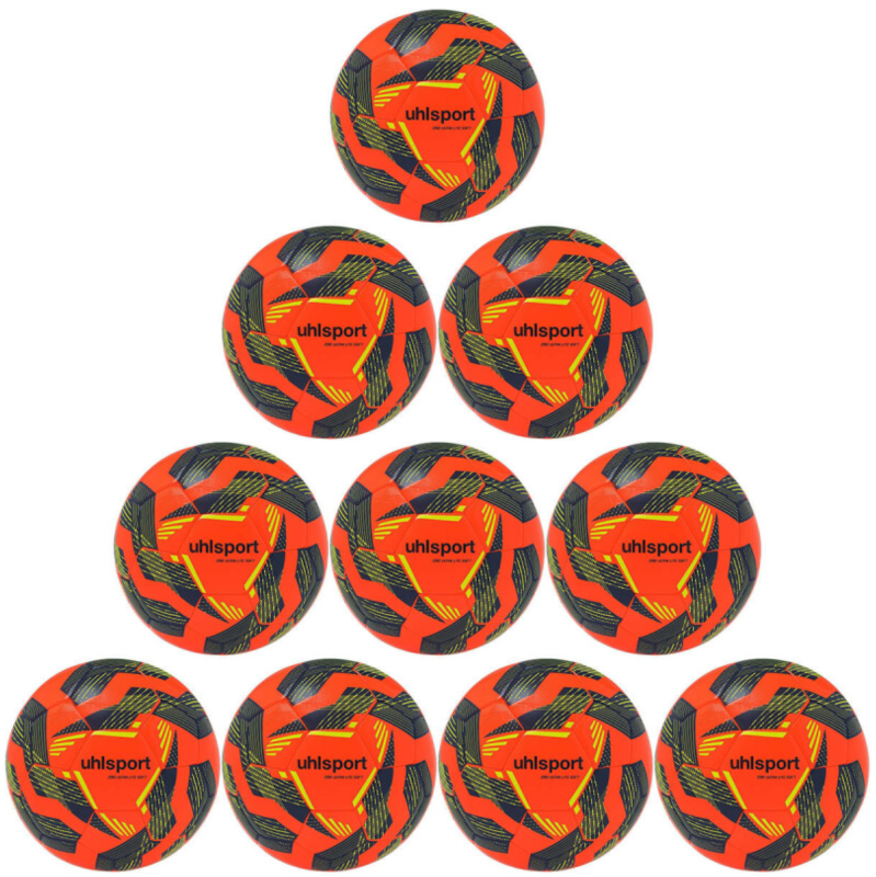 10er Ballpaket / Ballset Uhlsport Fußball Ultra Lite Soft 290 fluo orange/marine/fluo gelb Gr. 3, 4, 5