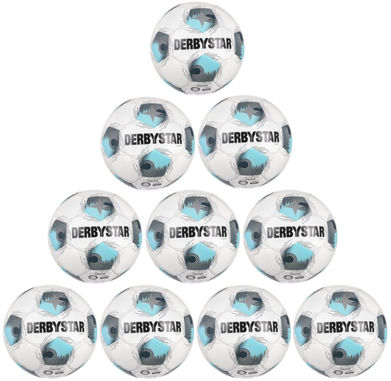 10er Ballpaket / Ballset DERBYSTAR Fußball Club TT v26 weiß/grau/blau Gr. 4, 5