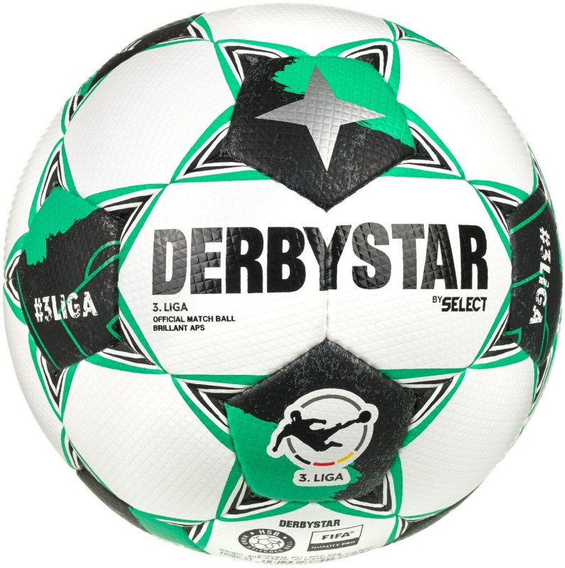 DERBYSTAR Fußball BRILLANT APS 3. Liga Spielball 2026/27 weiß/schwarz/grün Gr. 5