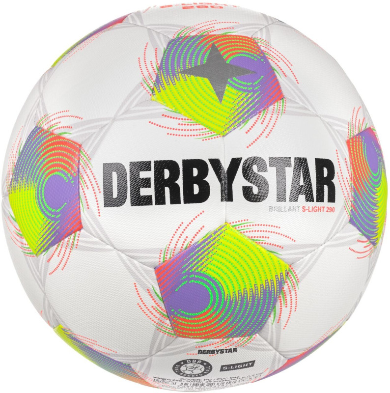 DERBYSTAR Fußball Brillant S-Light 290g Trainingsball v26 weiß/grün/lila Gr. 3, 4, 5 Vorderseite