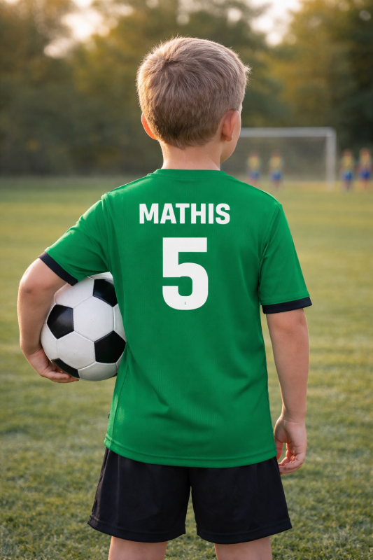 Geburtstagstrikot für Kinder mit Rückennummer + Name Gr. 116 - 164