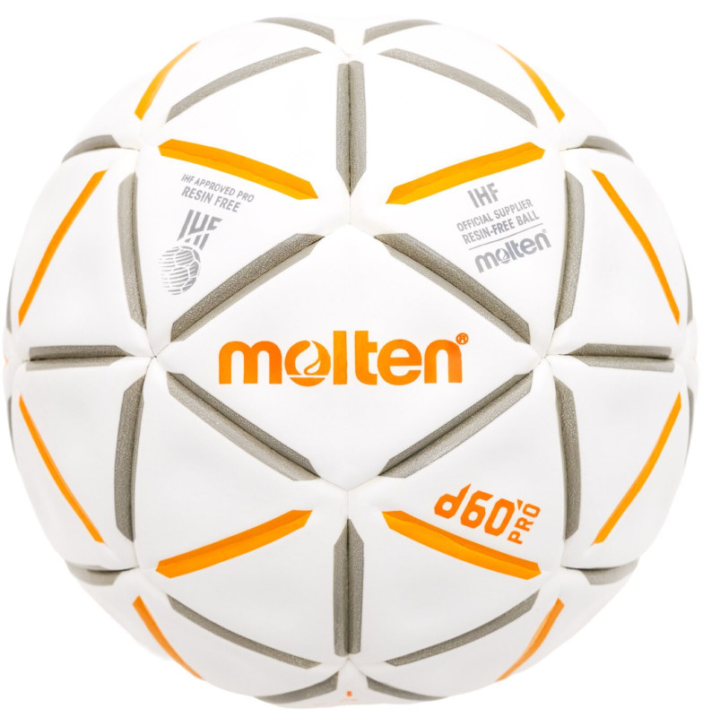 Molten Handball d60 PRO Top Wettspielball, Resin-Free Harzfrei weiß/orange Gr. 2, 3