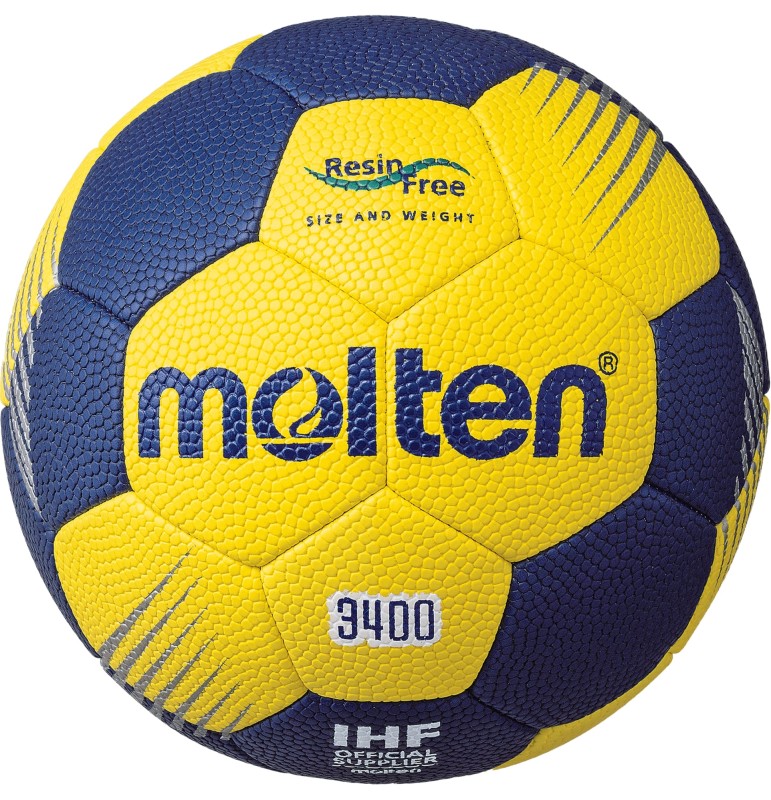 Molten Handball HF3400-YN IHF Trainingsball Harzfrei gelb/blau Vorderseite