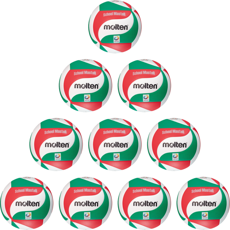 10er Ballpaket / Ballset Molten Volleyball V5M-SM School MasteR DVV2 weiß/grün/rot Gr. 5