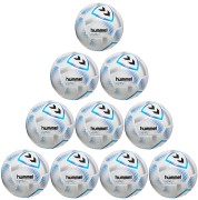 10er Ballpaket / Ballset Hummel Fußball hmlAEROFLY Training Pro weiß/blau/silber Gr. 5