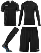Uhlsport Reaction Torwartset: Tirkot, Baselayer, Shorts, Stutzen schwarz/anthra Gr. 128 - 164